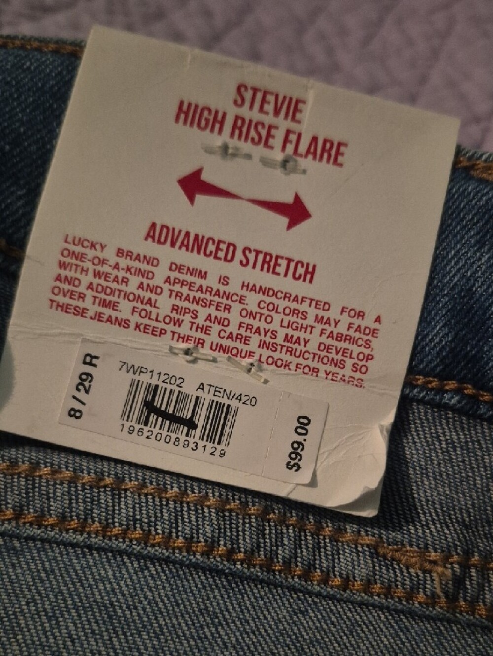 NWT Lucky Brand Stevie High Rise Flare Jeans Size 8/29 Regular Raw Hem - Picture 6 of 6